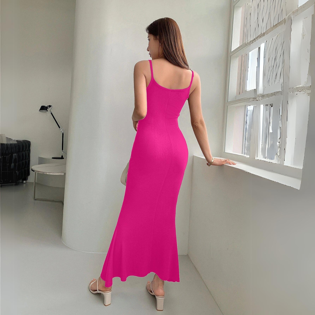 Vestido Largo Casual para Mujer, cuello redondo, sin mangas, elegante, cola de sirena.