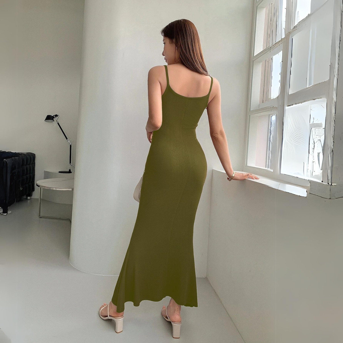 Vestido Largo Casual para Mujer, cuello redondo, sin mangas, elegante, cola de sirena.