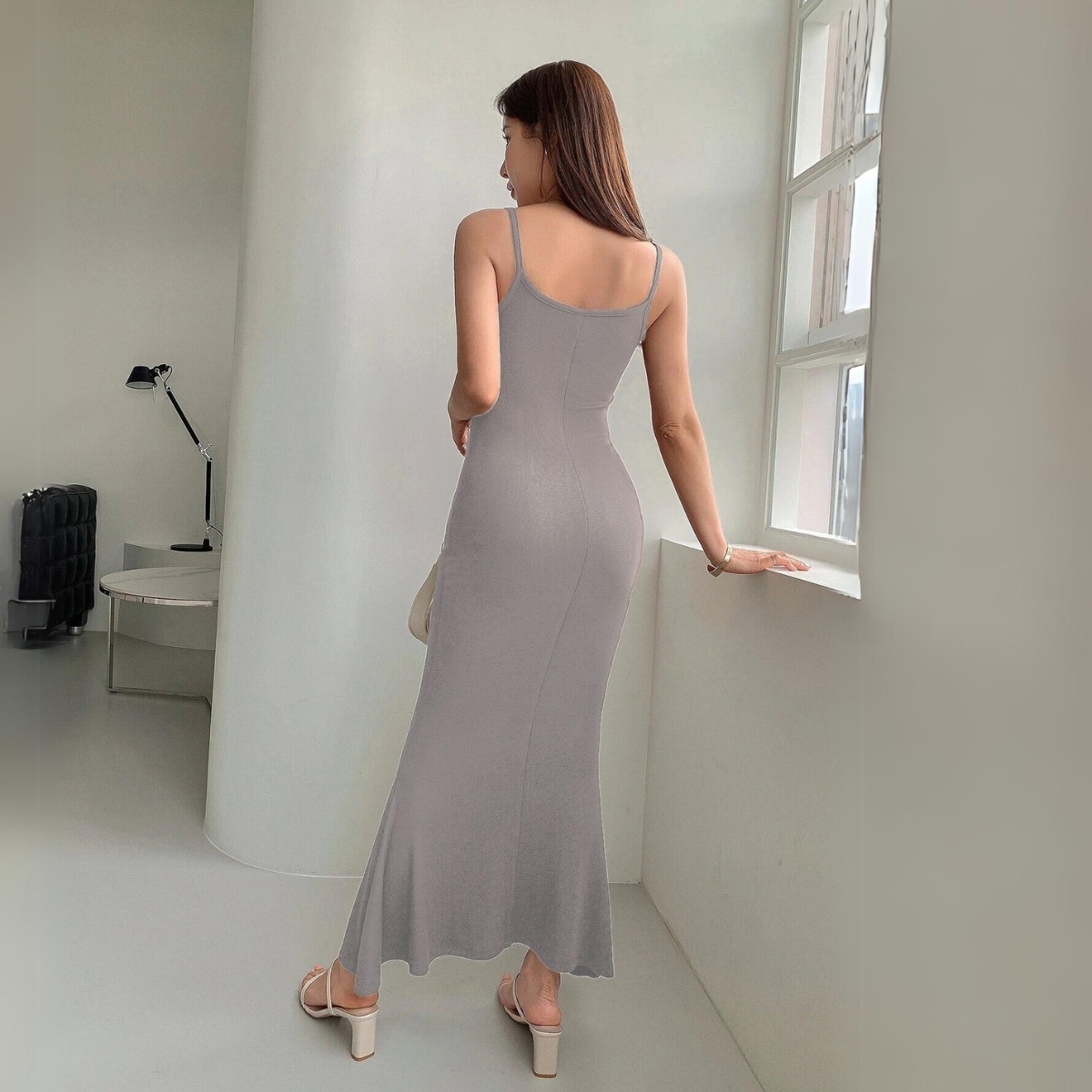 Vestido Largo Casual para Mujer, cuello redondo, sin mangas, elegante, cola de sirena.