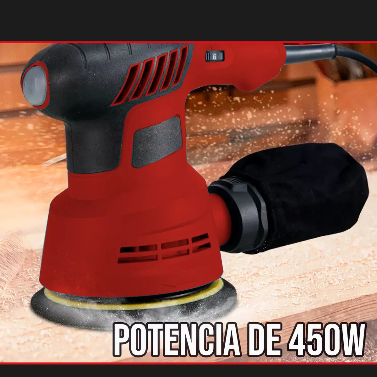 Lijadora Roto Orbital 5 450w Color Rojo Frecuencia 60 Hz