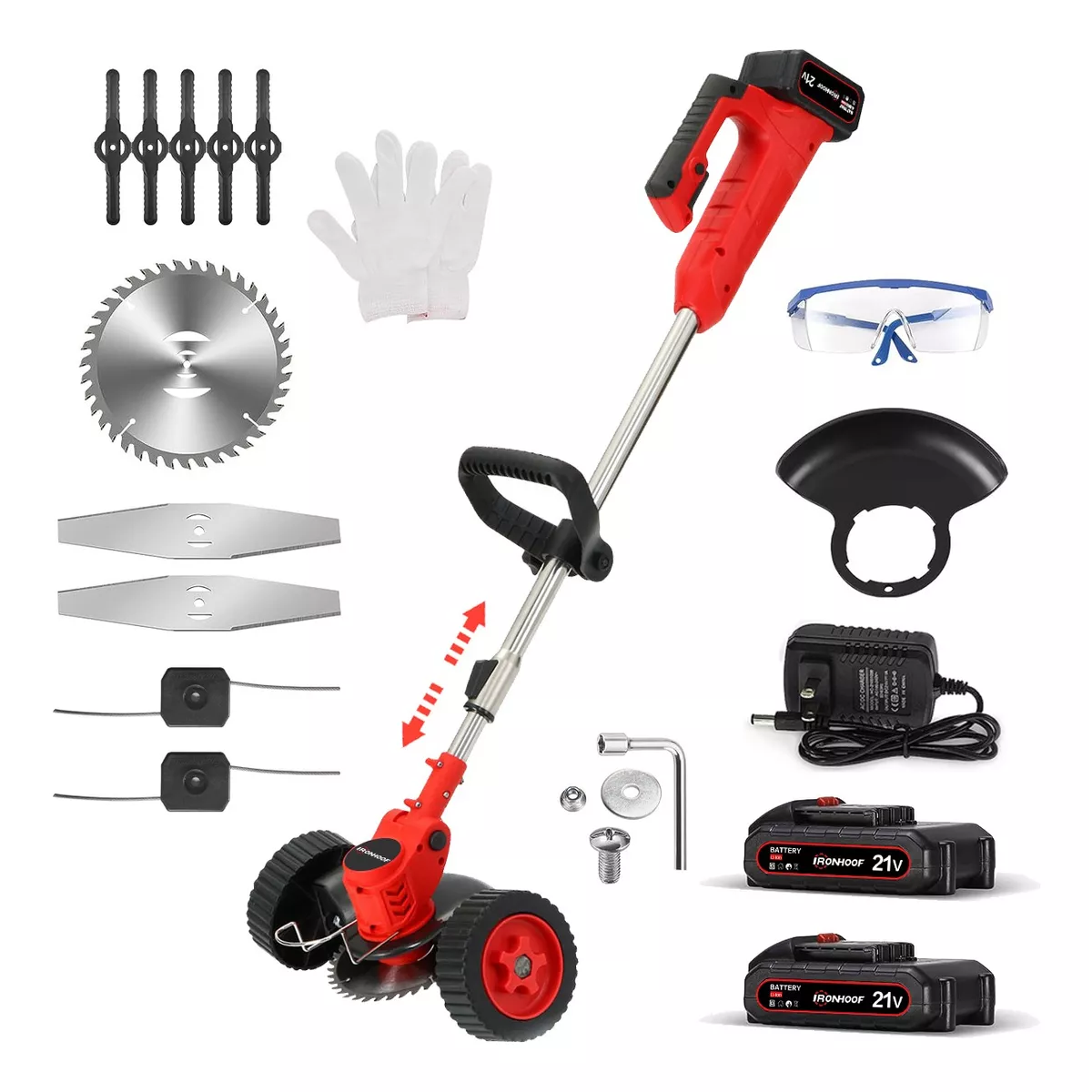 Desbrozadora Eléctrica Inalámbrica Con Ruedas 2 Baterías 21v