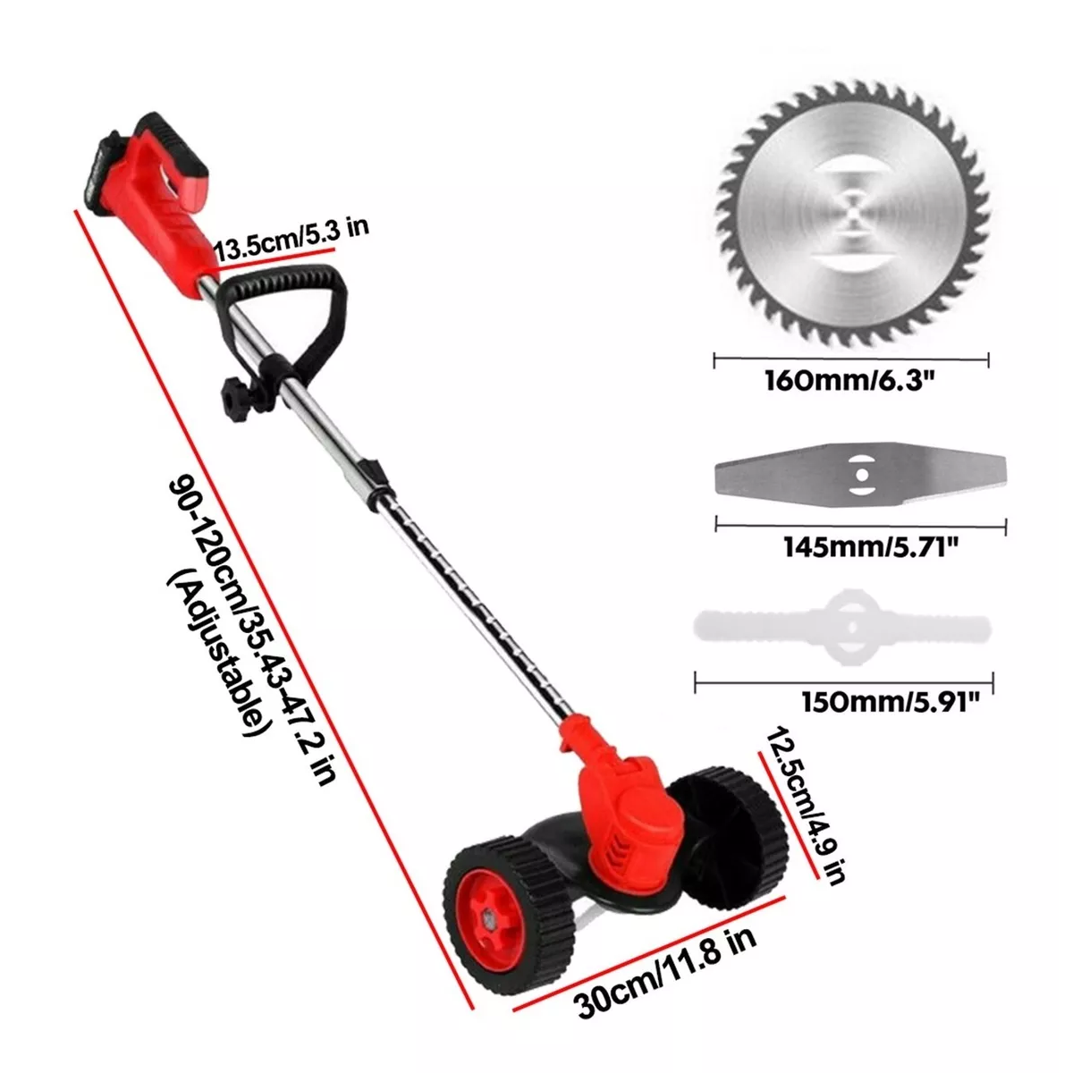 Desbrozadora Eléctrica Inalámbrica Con Ruedas 2 Baterías 21v