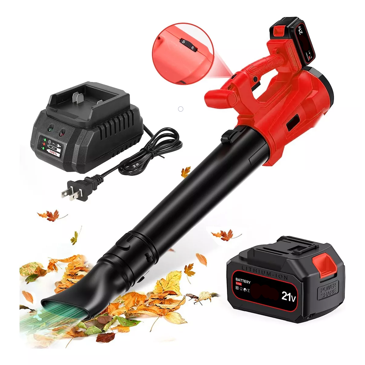 Sopladora Eléctrico Inalámbrico Soplador De Aire 21v 450cfm