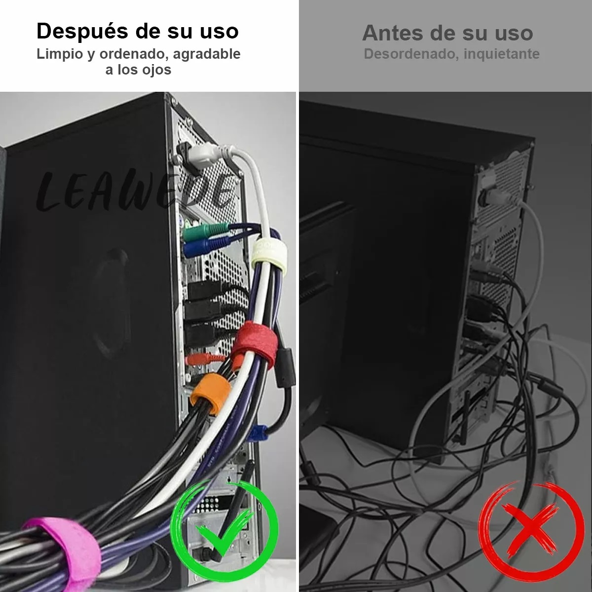 Paquete Cincho Suja Cables, Brida Con Velcro Reutlizable 100 Pzs