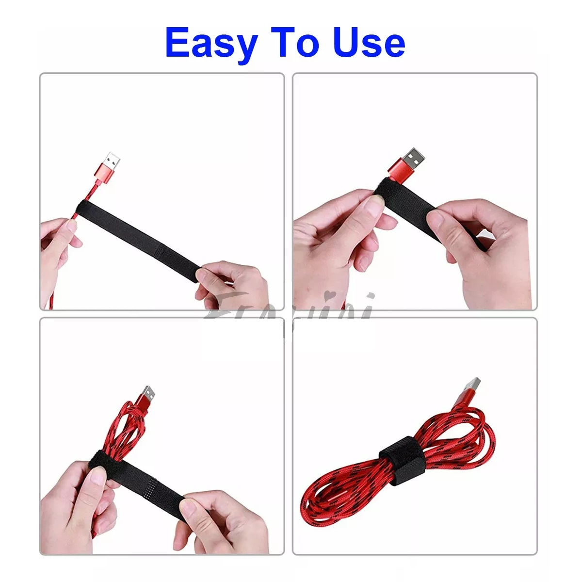 Paquete Cincho Suja Cables, Brida Con Velcro Reutlizable 100 Pzs