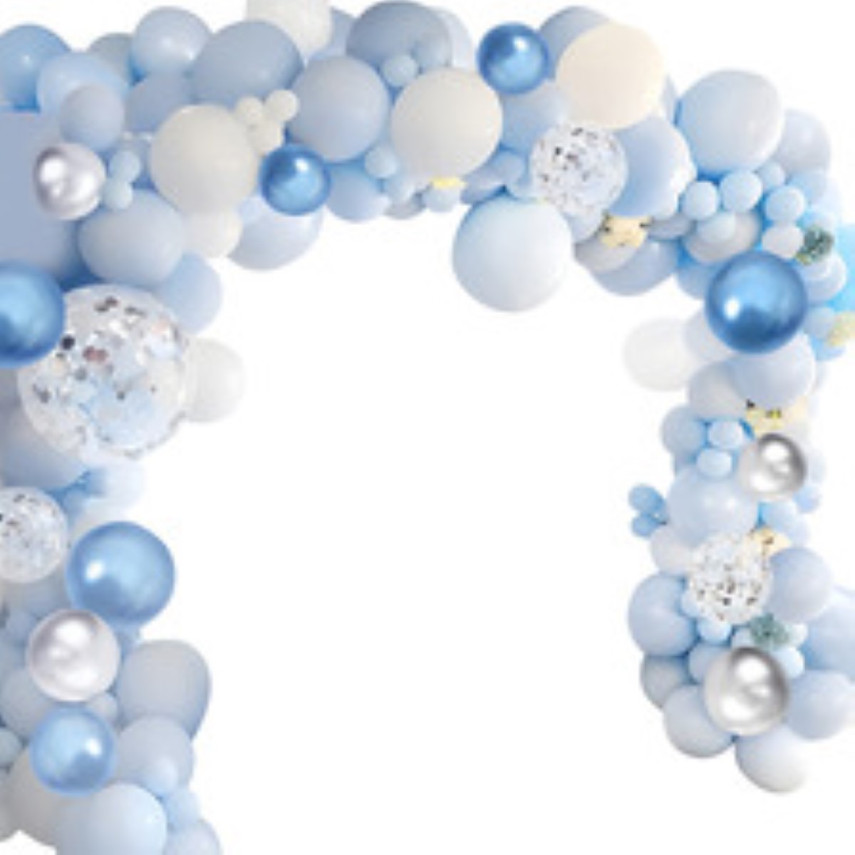 Decoracion Fiestas Globos Azul Blanco/plata 104 Latex Glitter Confeti 