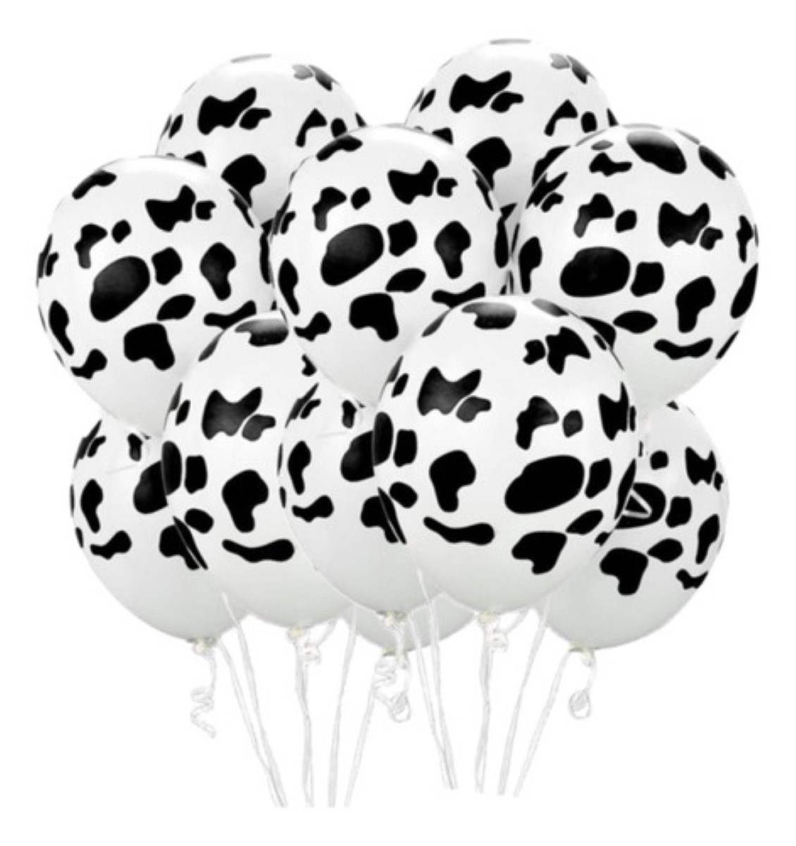 10 Globos Huellitas Mancha Vaca 12 PuLG Blanco/Negro