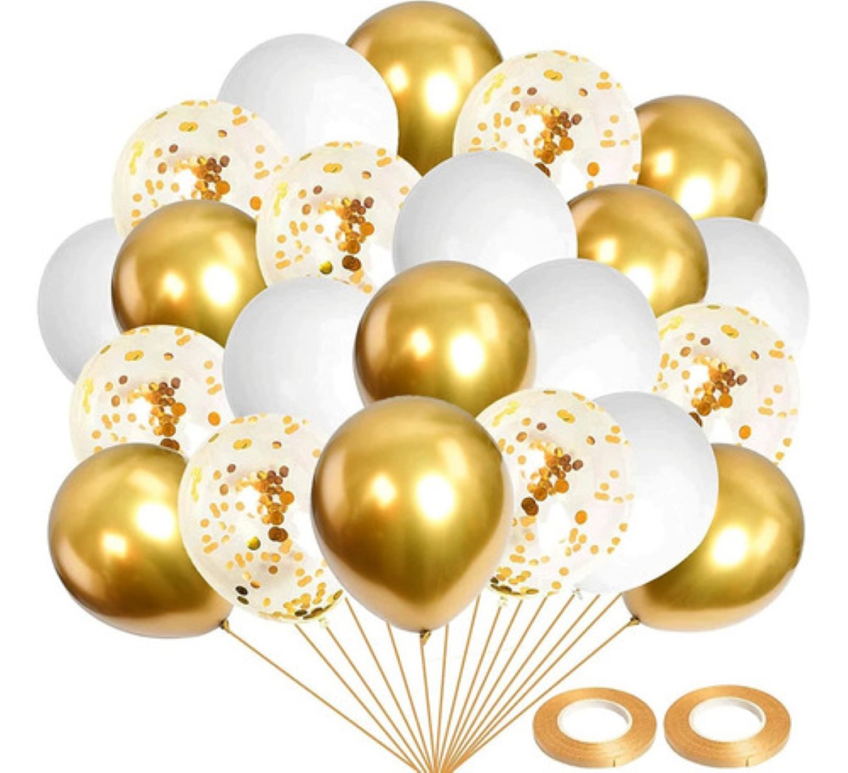 Paquete Globos Fiesta 60 Pzas De 12 Látex Decoracion Fiesta Dorado