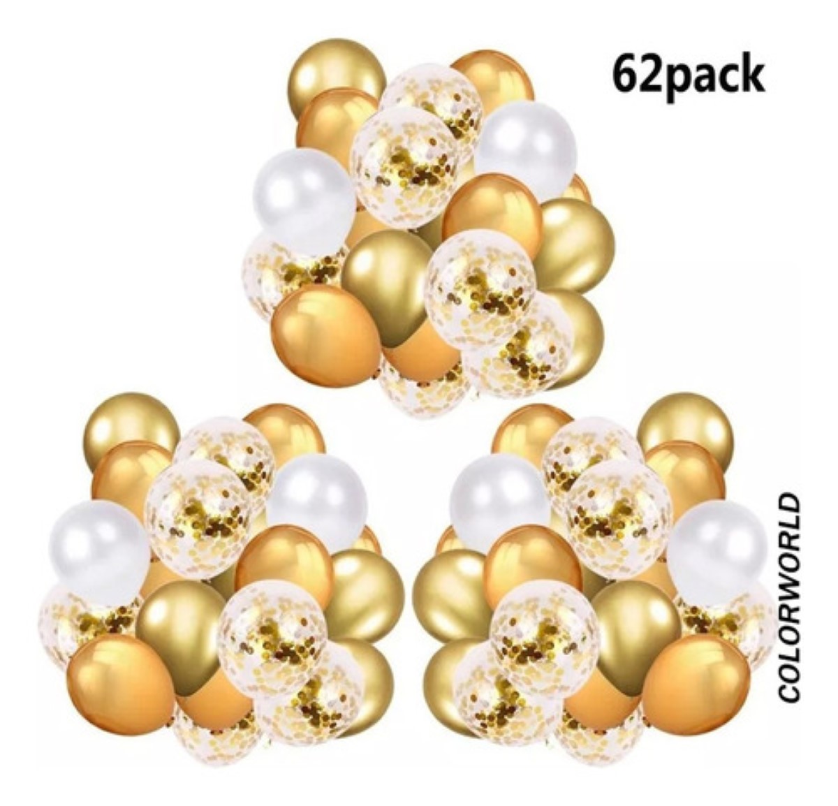 Paquete Globos Fiesta 60 Pzas De 12 Látex Decoracion Fiesta Dorado