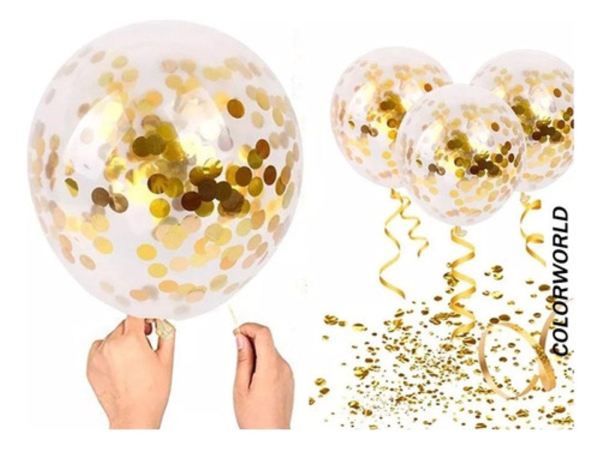 Paquete Globos Fiesta 60 Pzas De 12 Látex Decoracion Fiesta Dorado
