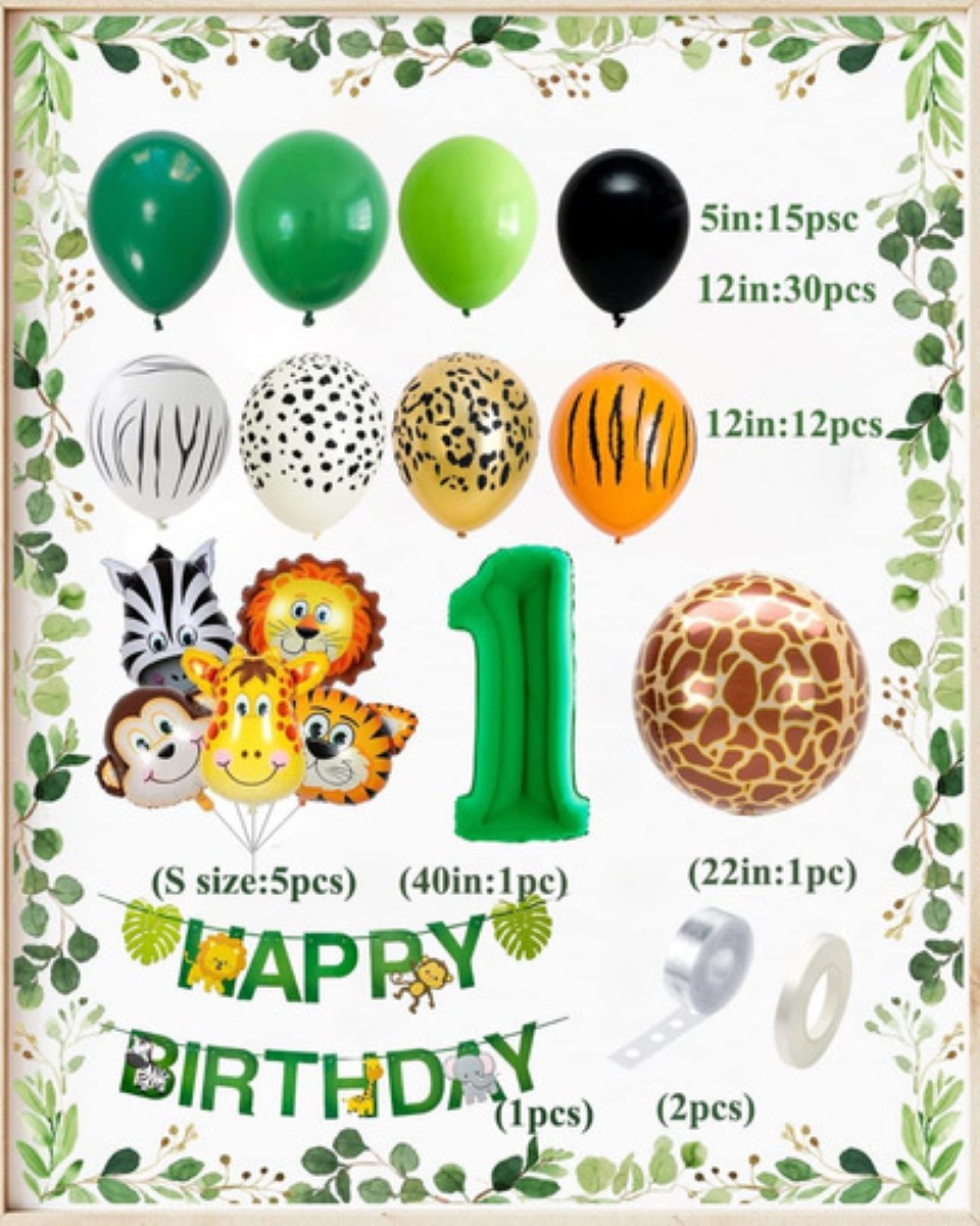 Globos De Animales Para Decoración De Fiesta De Cumpleaños 1  verde