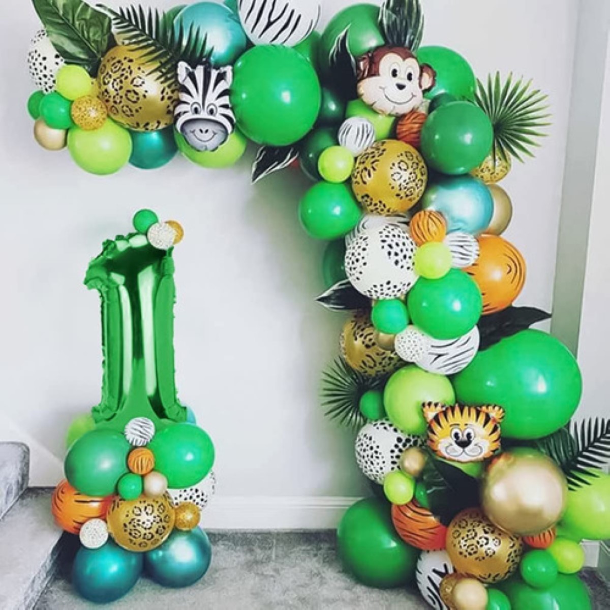 Decoracion Cumpleaños Selva,Globos de Cumpleaños Fiestas Infantiles  Decoracion, Safari Póster de Feliz Cumpleaños con Globos Animales y Globos  de