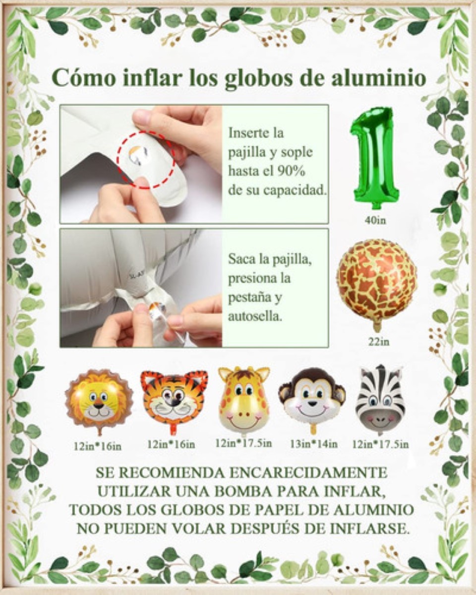 Globos De Animales Para Decoración De Fiesta De Cumpleaños 1  verde