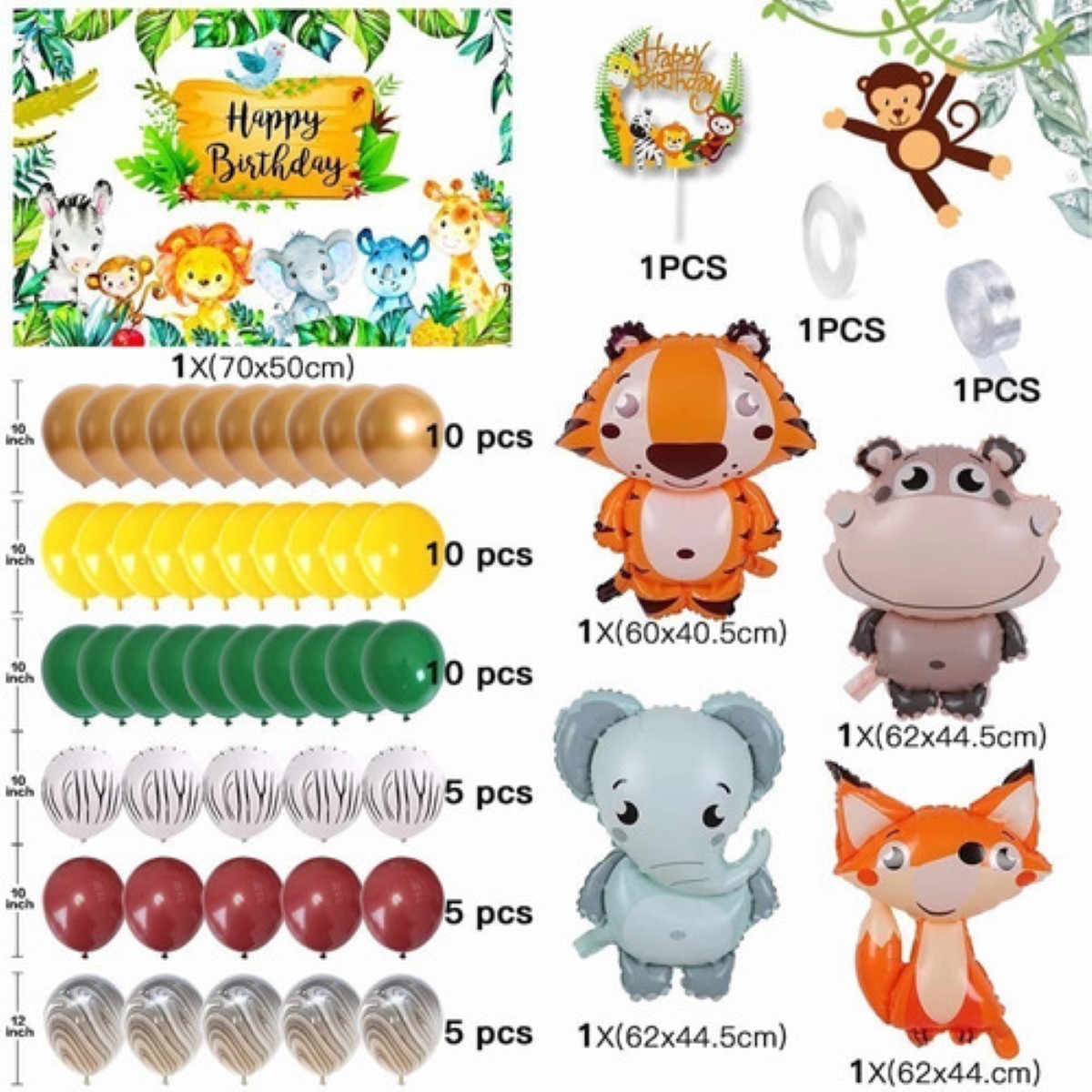 Decoración De Cumpleaños Jungla Animales Decoracion Verde