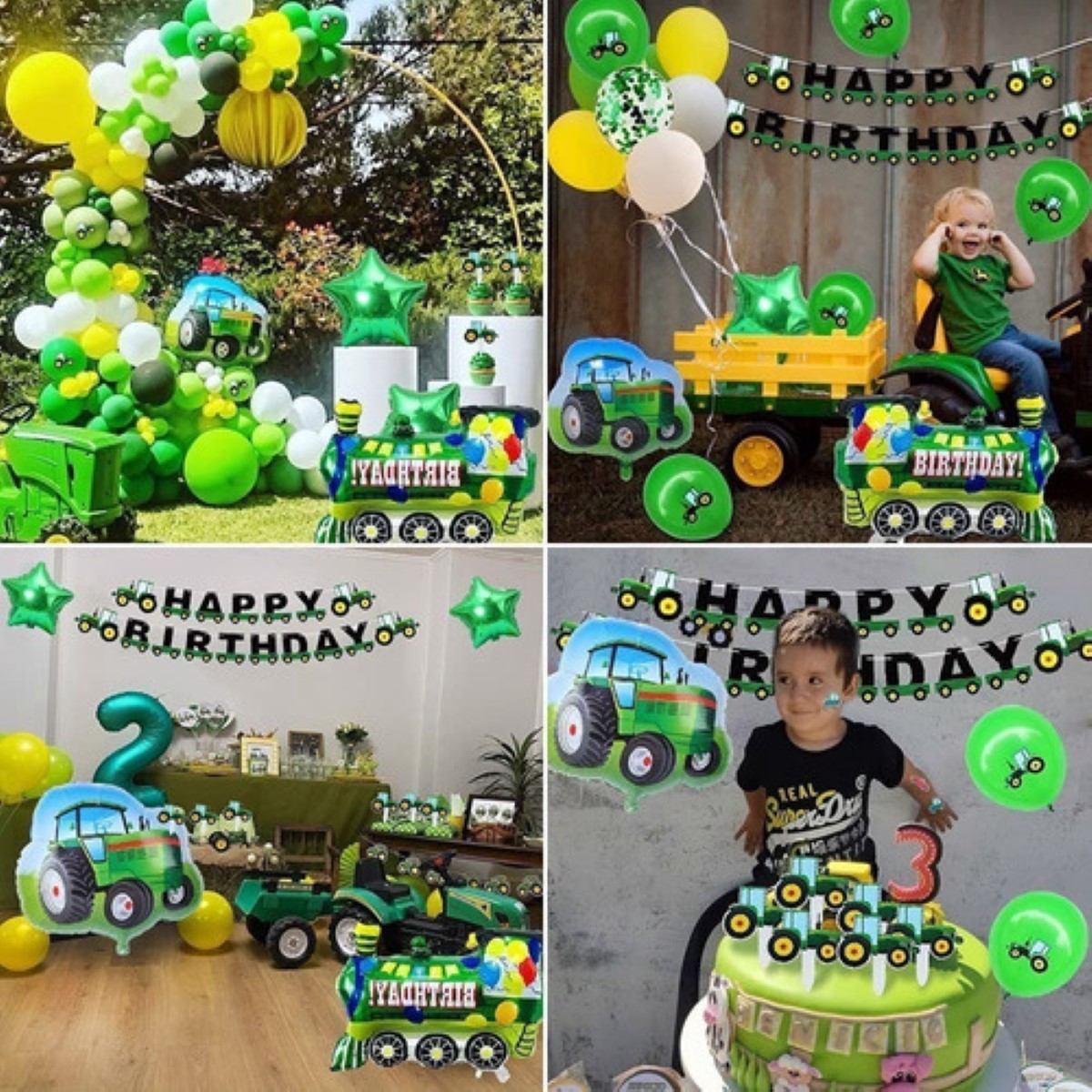 Tractor Cumpleaños Decoración Tractor Niño Verde