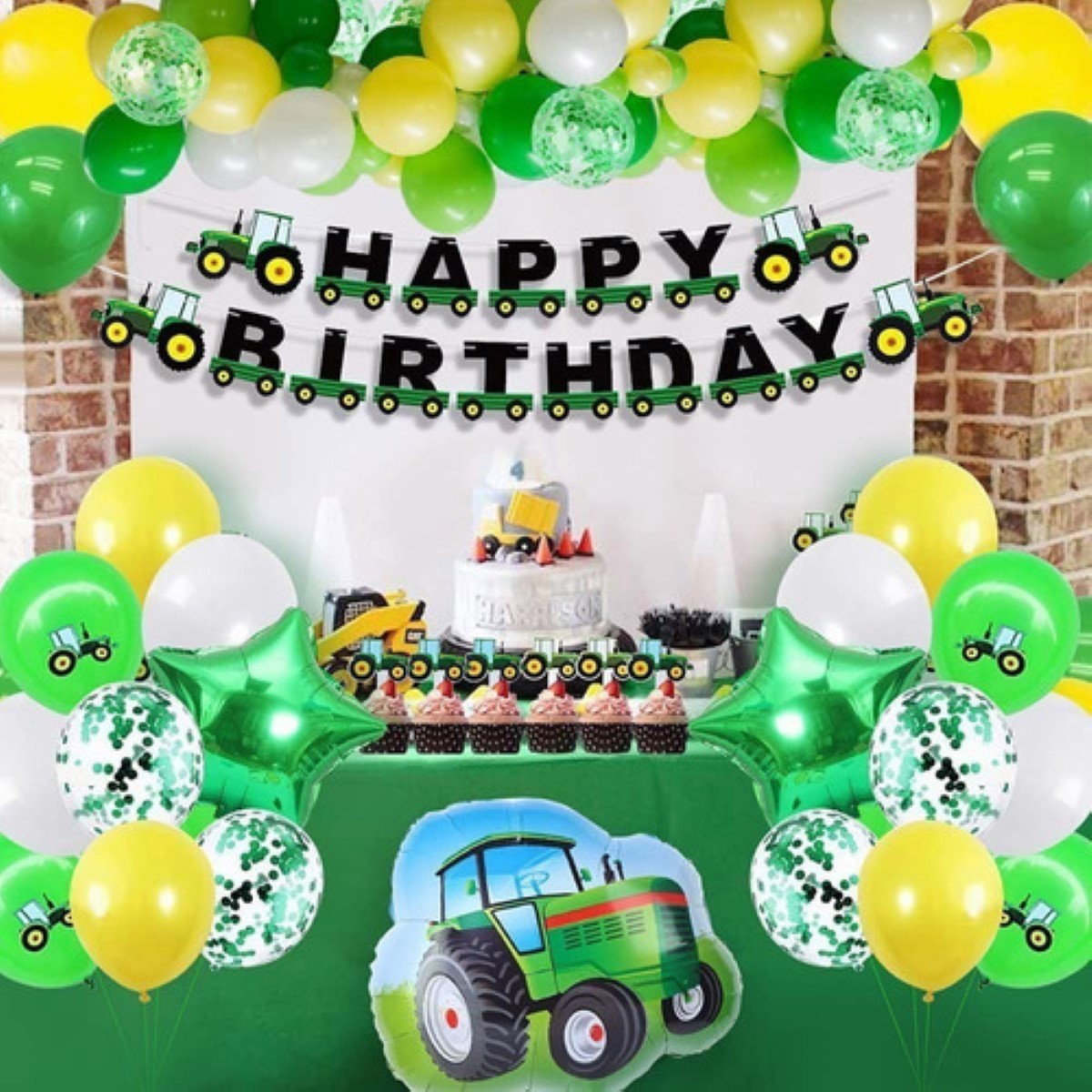 Tractor Cumpleaños Decoración Tractor Niño Verde