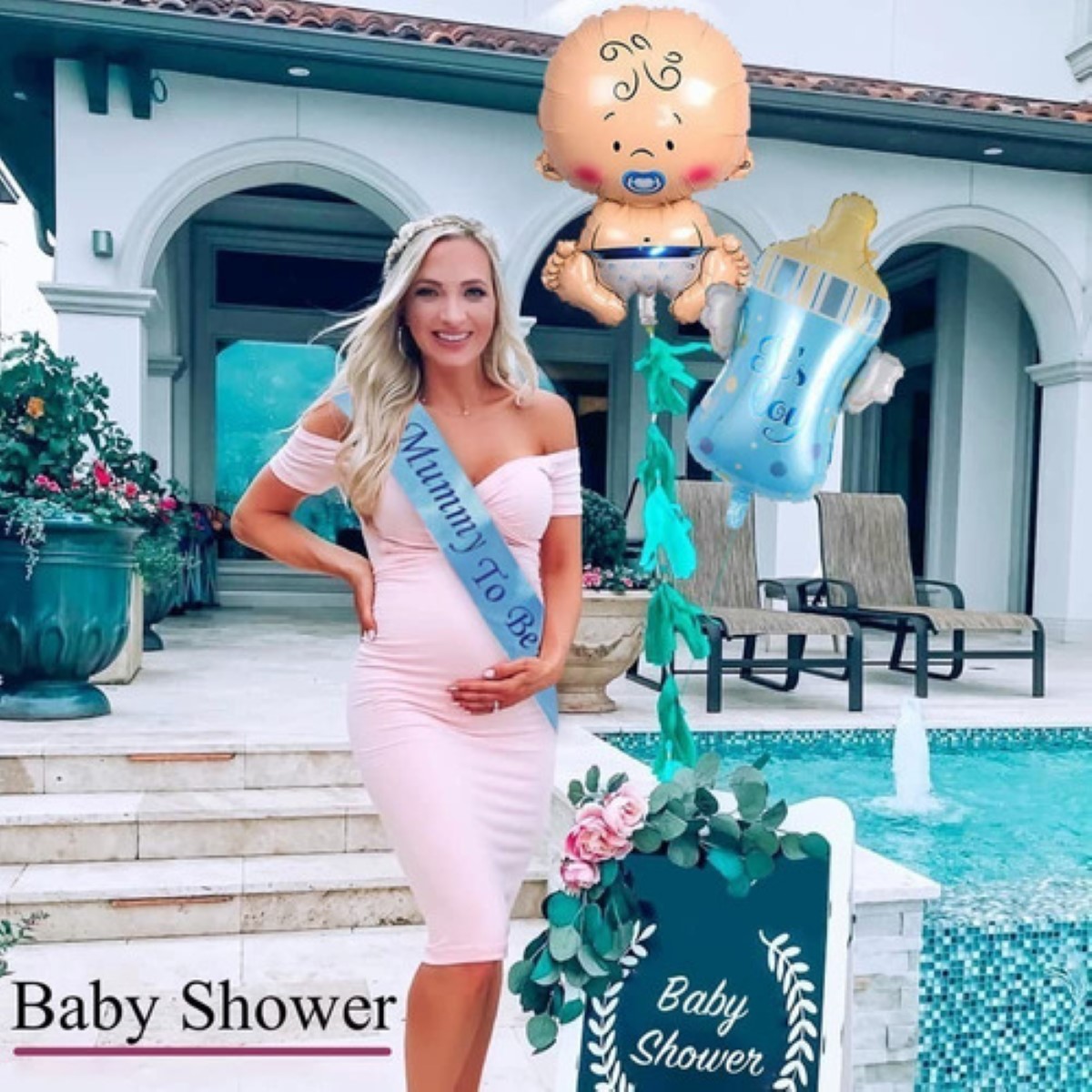 Baby Shower Decoración Niño Set Baby Globo Azul/Blanco