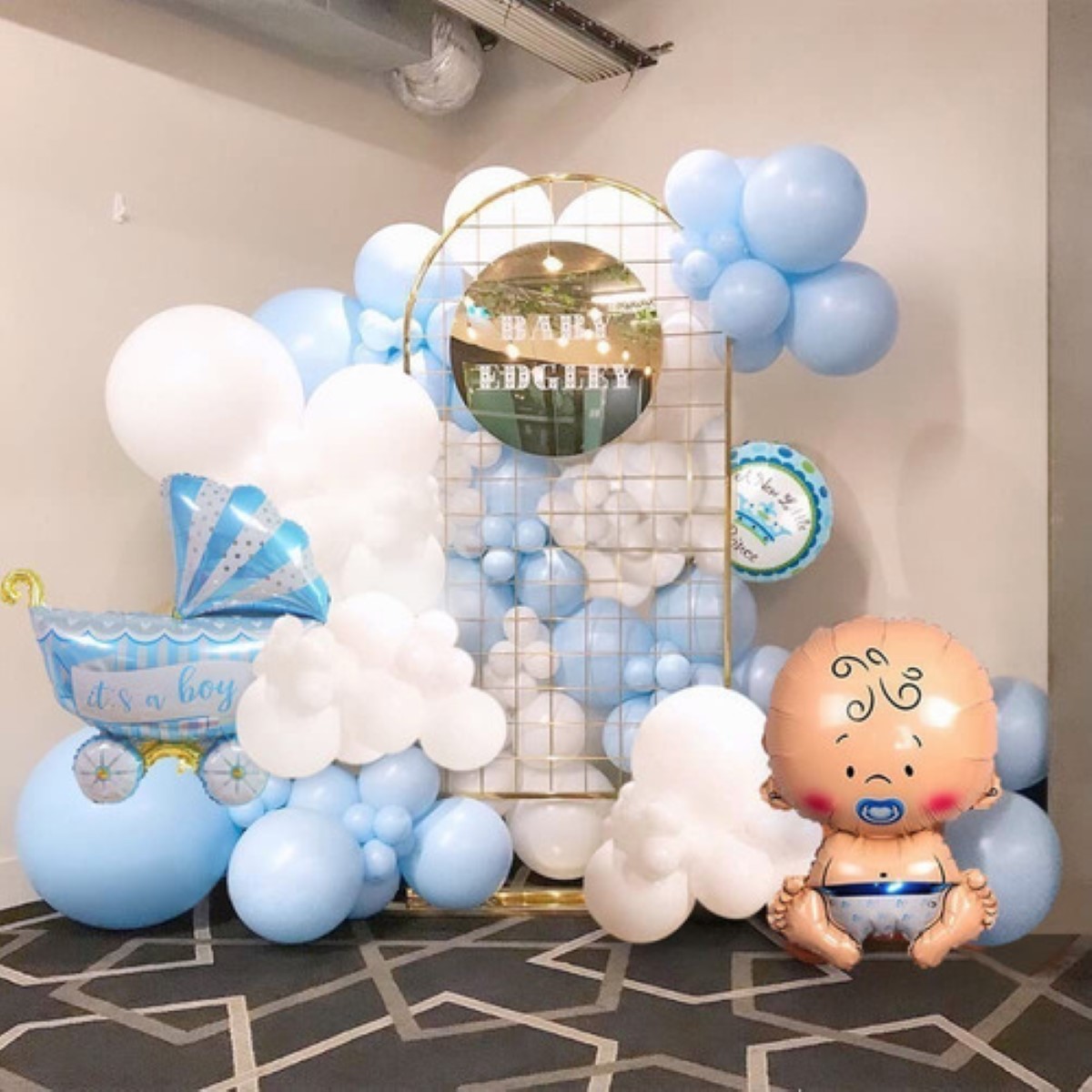 Baby Shower Decoración Niño Set Baby Globo Azul/Blanco