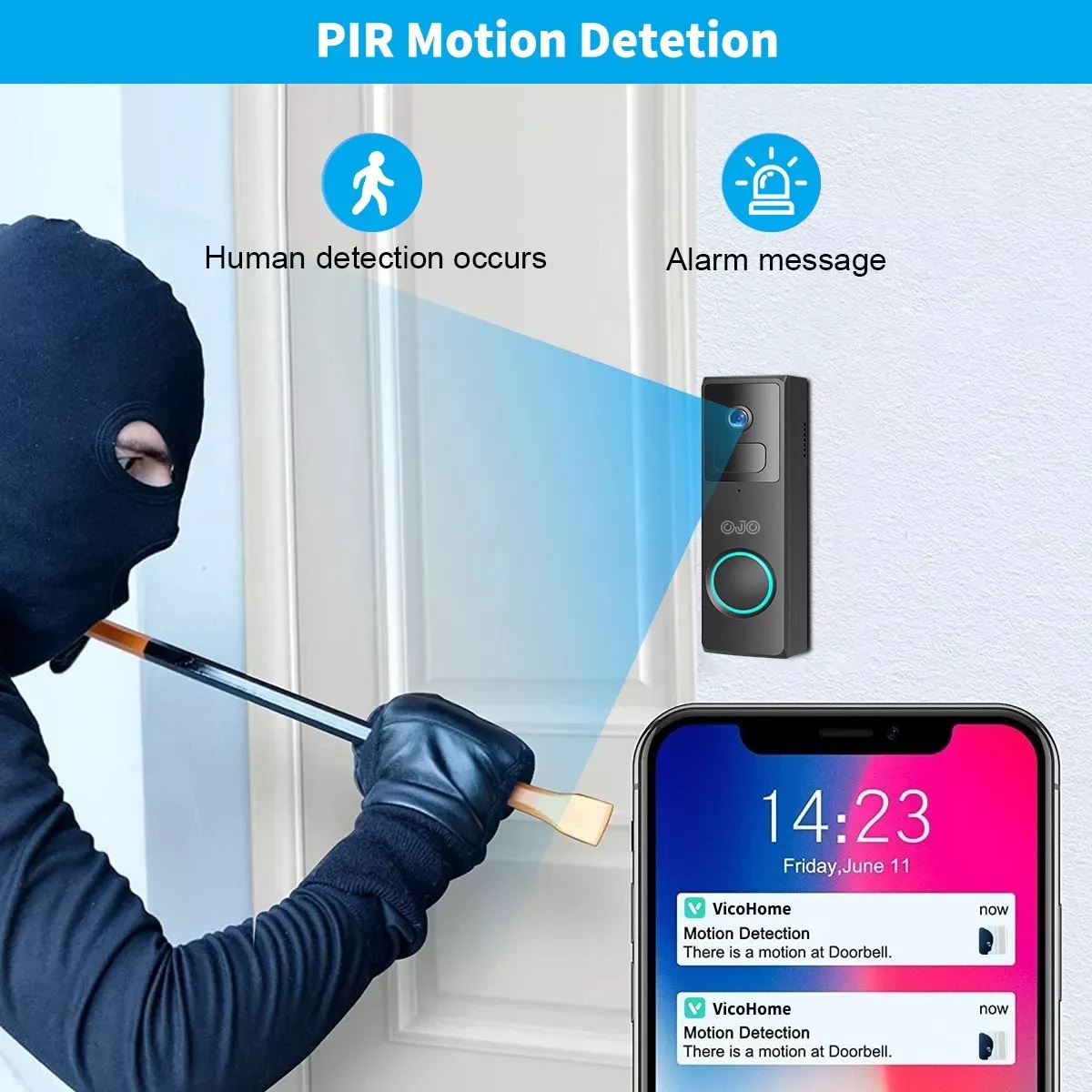 Timbre Con Cámara Inalámbrica Hd Con Visión Nocturna