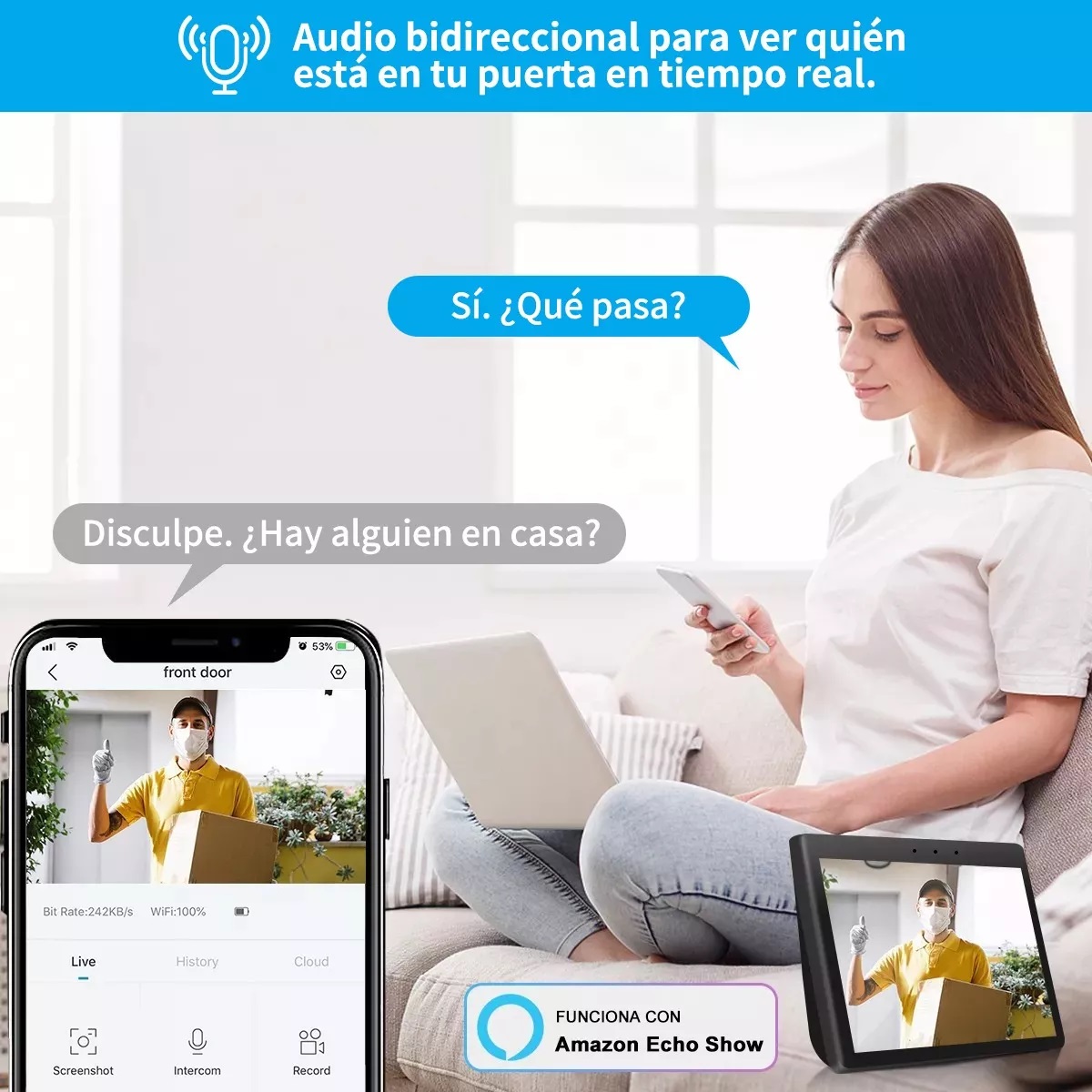 Timbre Con Cámara Inalámbrica Hd Con Visión Nocturna