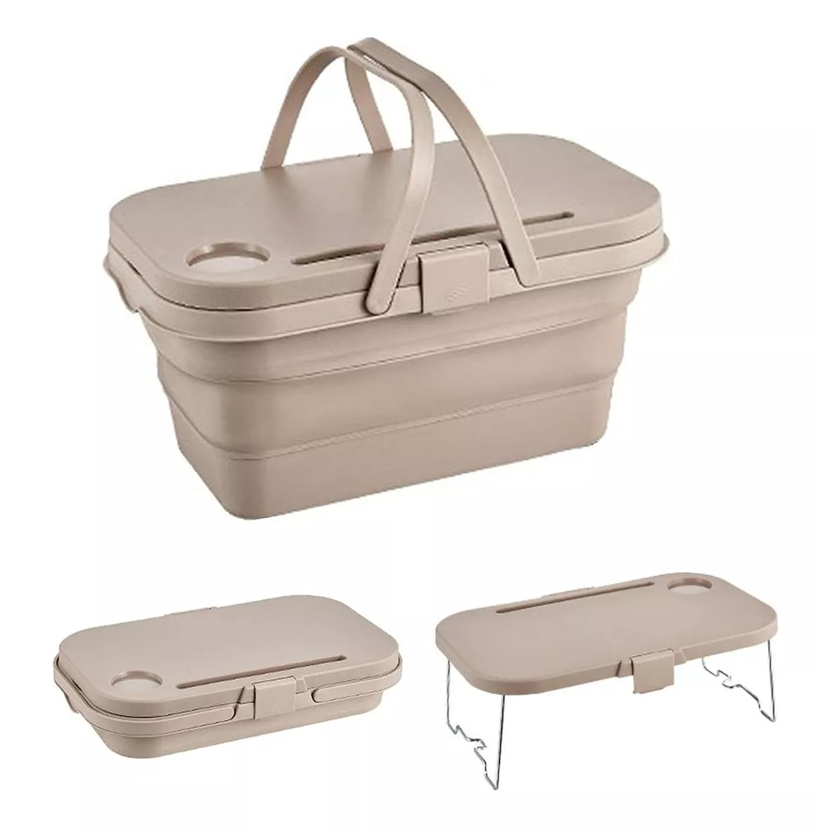 Cesta De Picnic Multifuncional Plegable C/tablero De Mesa