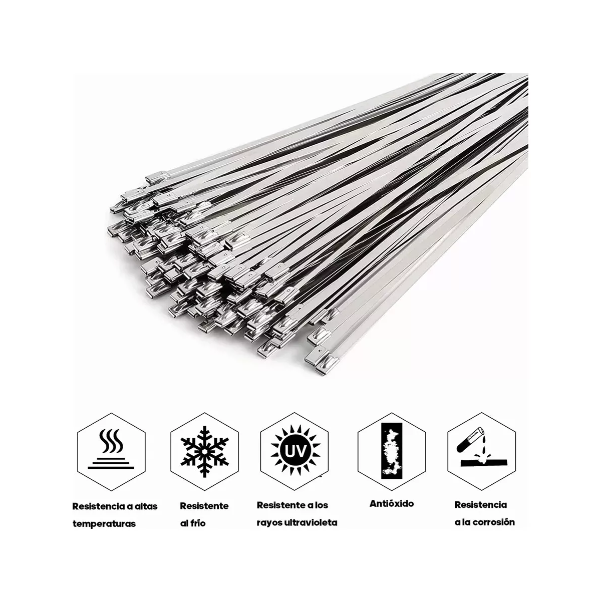 Kit 100 Piezas Cincho Metalico Acero Inoxidable 20cm Multiusos