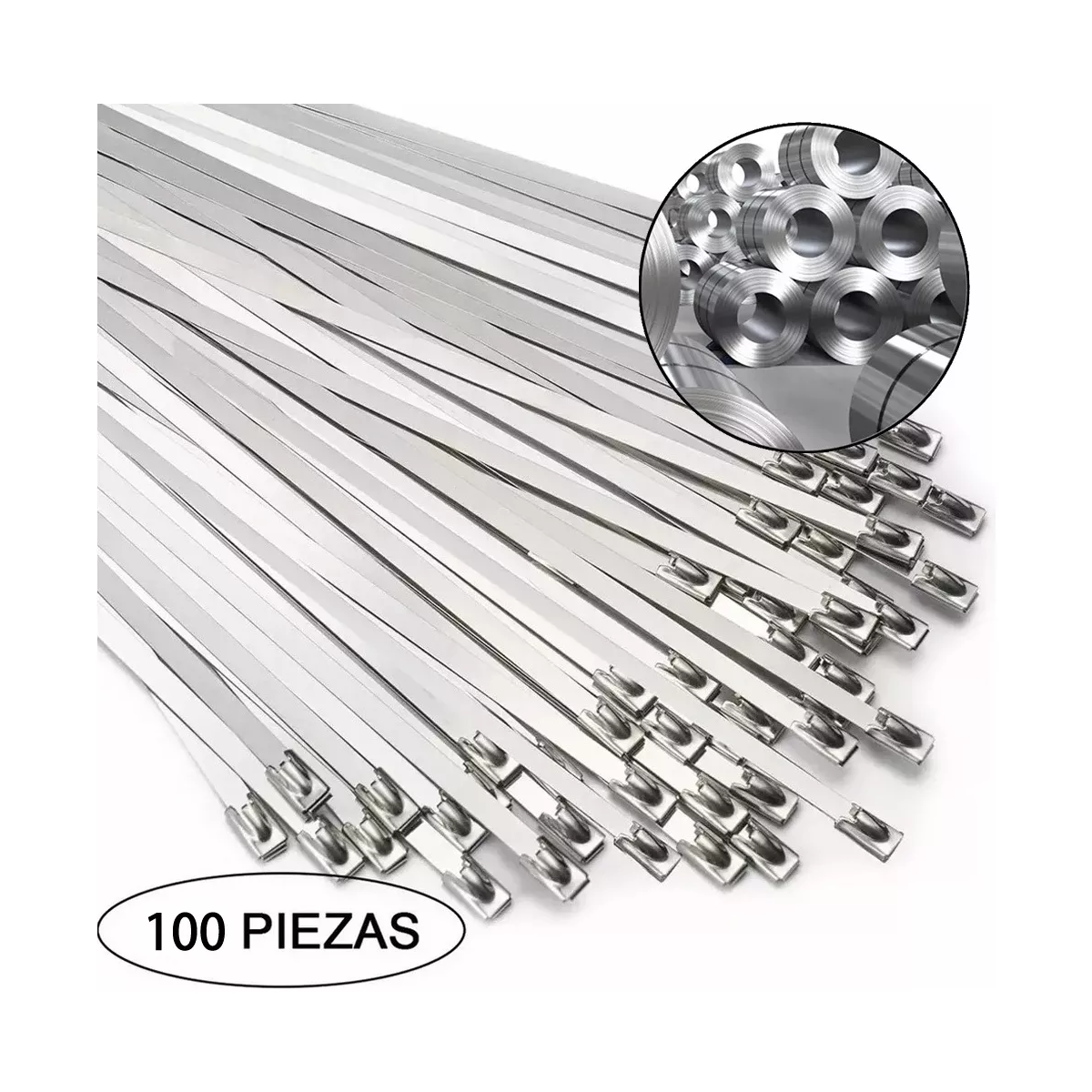 Kit 100 Piezas Cincho Metalico Acero Inoxidable 20cm Multiusos