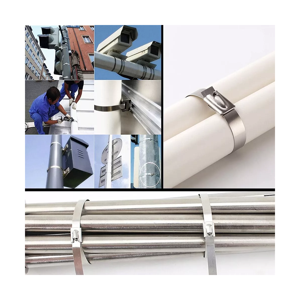 Kit 100 Piezas Cincho Metalico Acero Inoxidable 20cm Multiusos