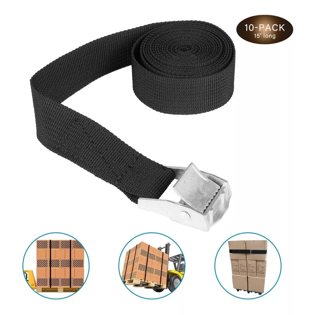 Kit 10 Cincho Correa Amarre Trinquete Hebilla Cinta Auto Moto 2m