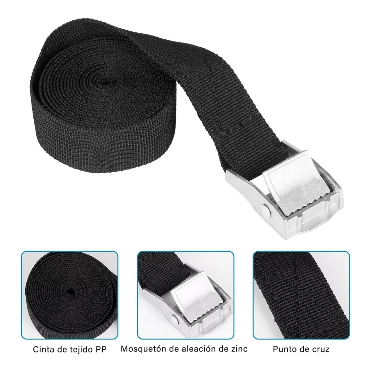 Kit 10 Cincho Correa Amarre Trinquete Hebilla Cinta Auto Moto 2m