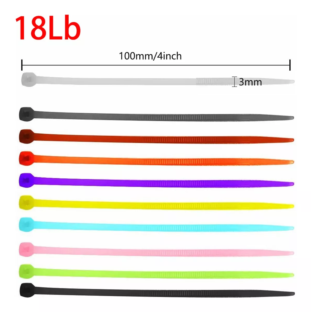 Set Cincho Plástico De 10 Colores De 100 Mm, 1000 Piezas