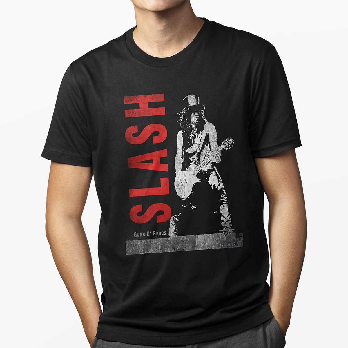 Playera Casual Negra - Guns And Roses: Flash
