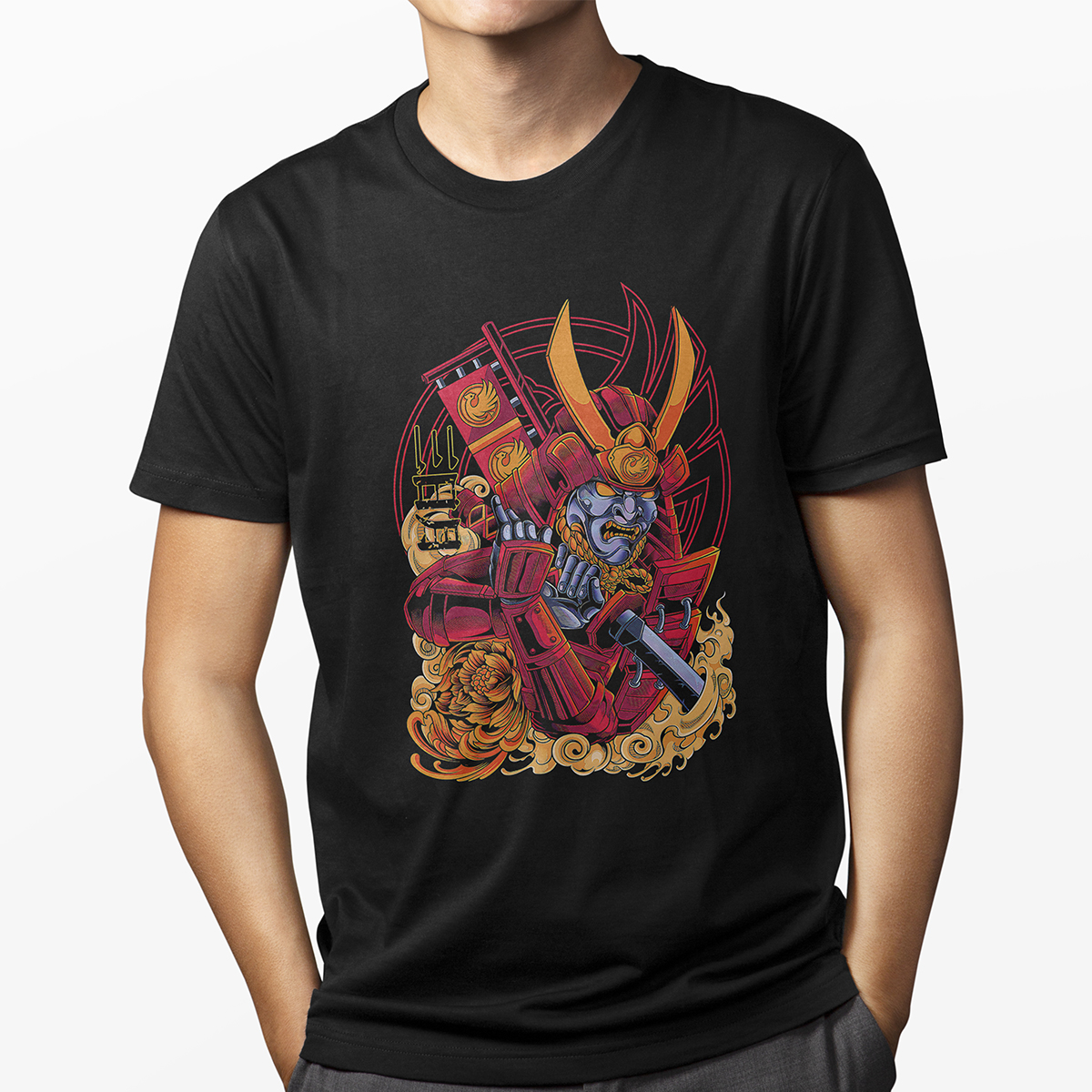 Playera para Hombre - Samurai Guerrero Red Art