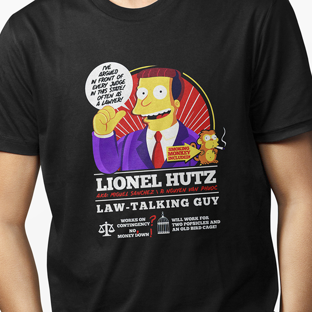 Playera Casual Negra - Lionel Hutz Abogado Los Simpson