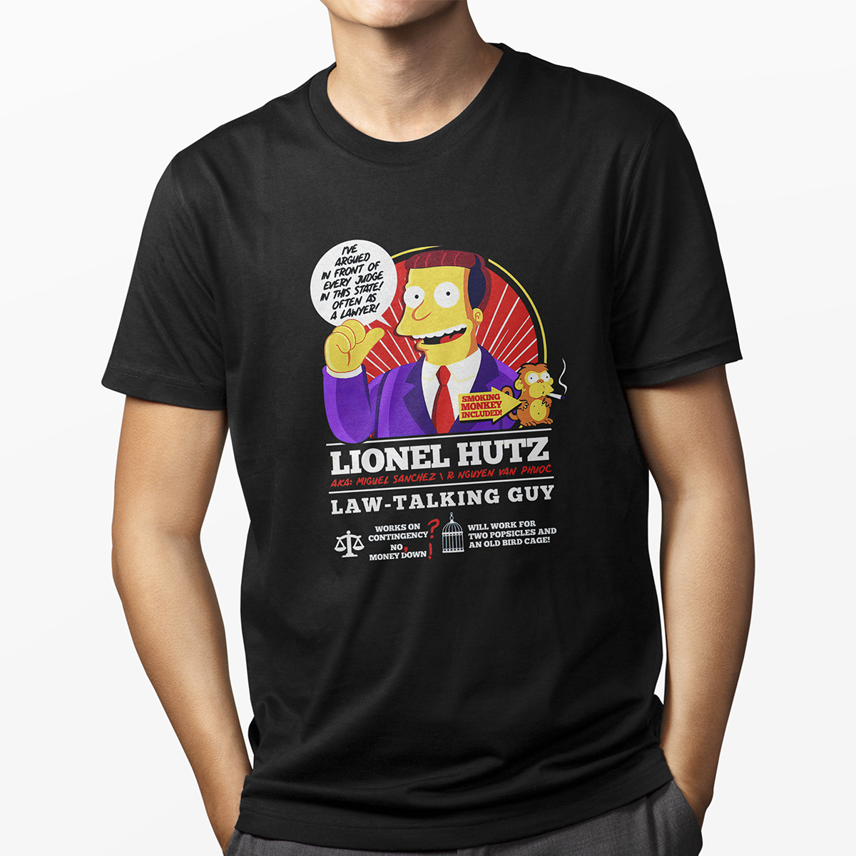 Playera Casual Negra - Lionel Hutz Abogado Los Simpson