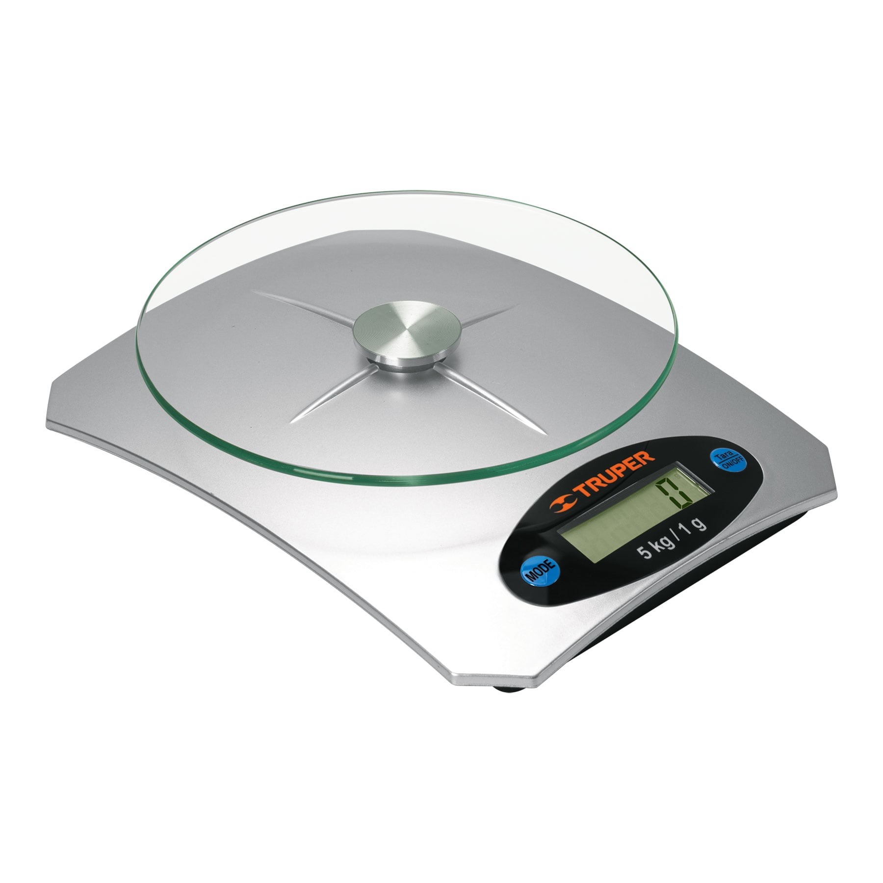 BÁSCULA DIGITAL PARA COCINA PLATO DE VIDRIO, 5 KG, TRUPER 15160