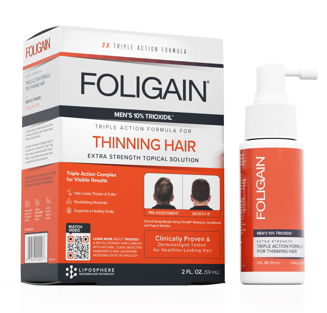 Foligain Trioxidil 10% triple acción con Bloqueador de Dht, Anti-adelgazamiento para Hombres con alopecia