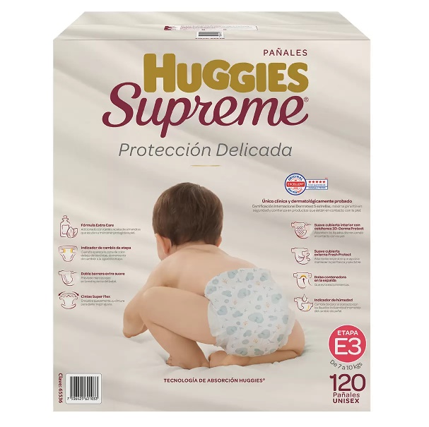 Pañales Huggies Supreme Etapa 3 Unisex 120 piezas