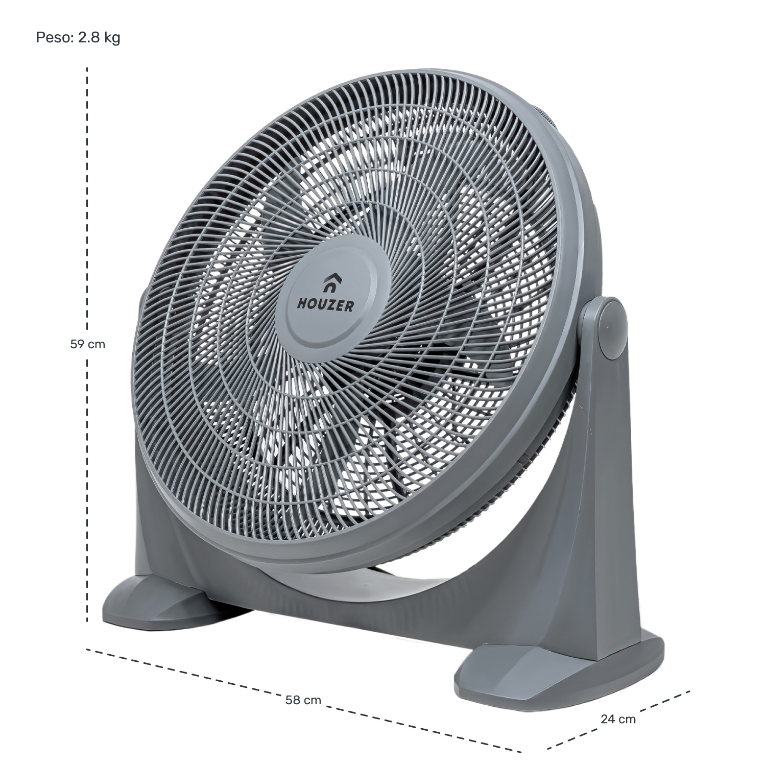 Ventilador De Piso 23  Gris 5 Aspas Potente Casa Hogar