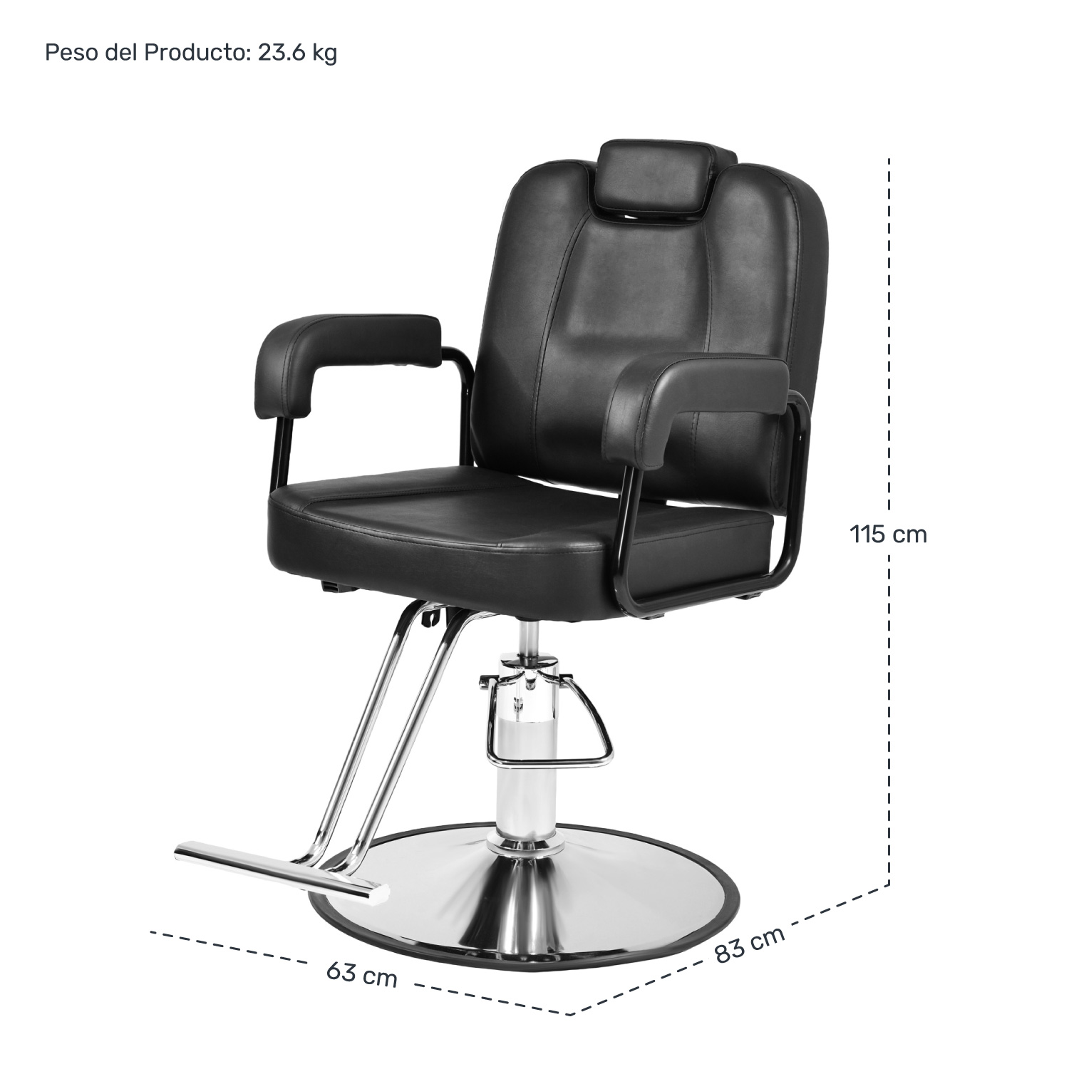 Silla Estetica Barberia Giro 360 Neumatica Ajustable Salon