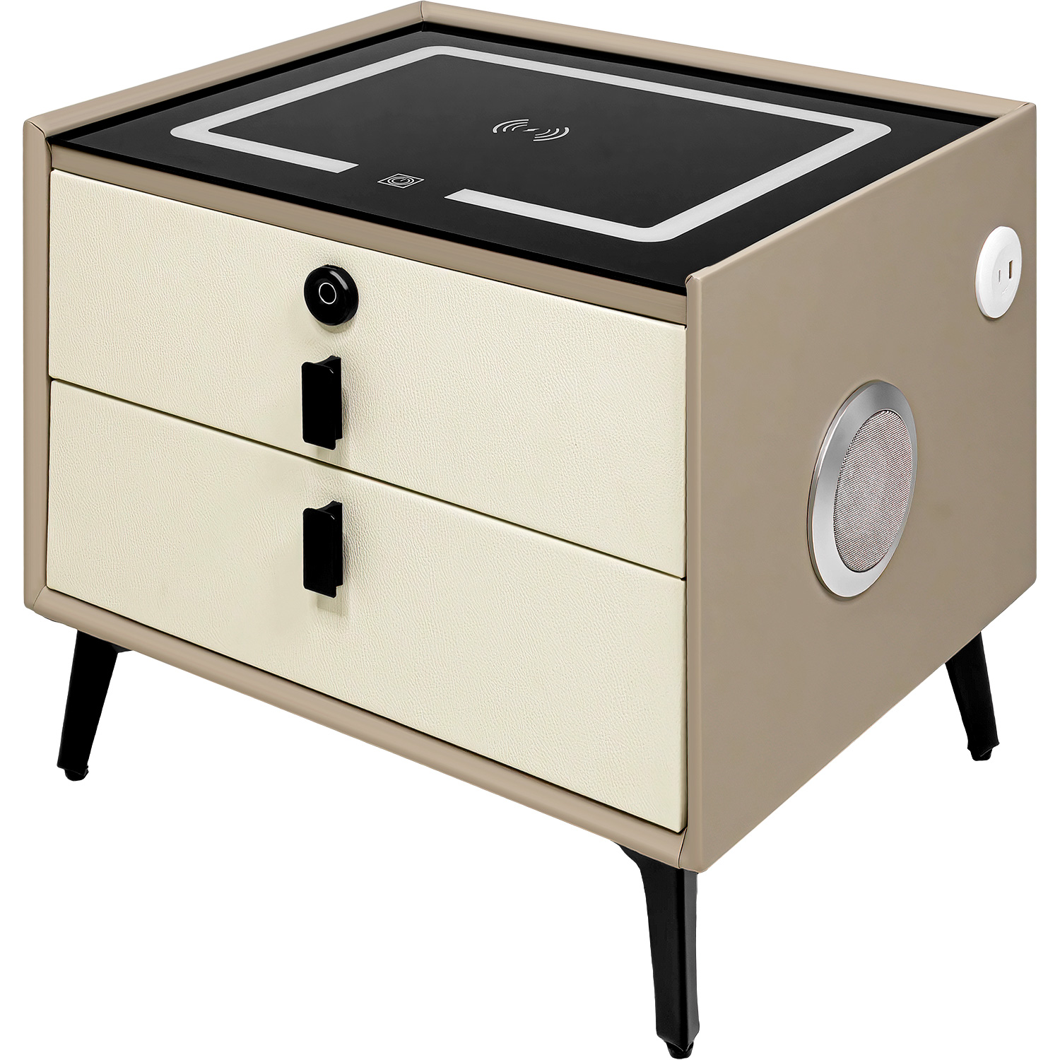 Mesa Noche Buro Inteligente Cargador Inalambrico Luz Audio Cafe