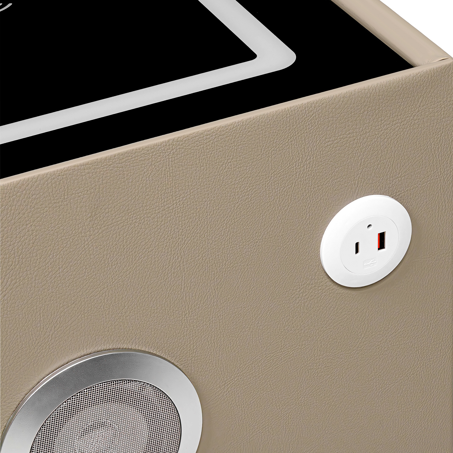 Mesa Noche Buro Inteligente Cargador Inalambrico Luz Audio Cafe