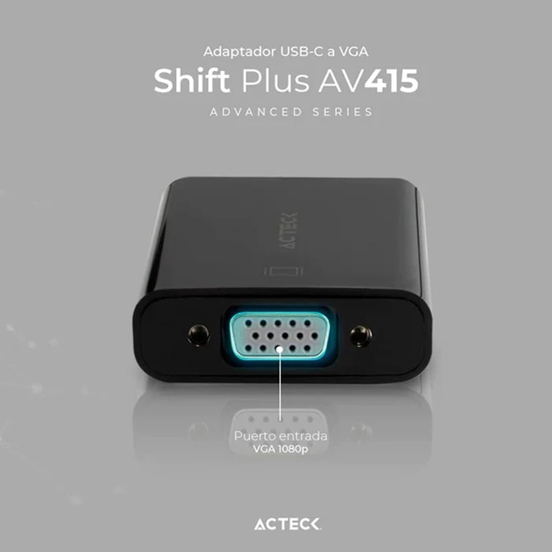 Adaptador USB C Macho - VGA Hembra Acteck Negro