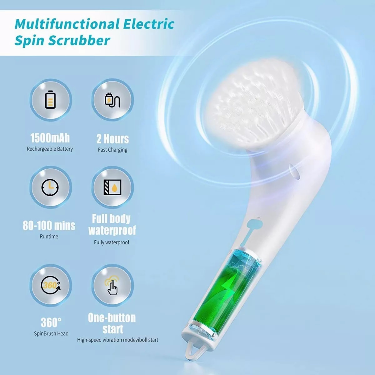 Cepillo Electrico De Limpieza Recargable Para Baño Y Cocina Blanco