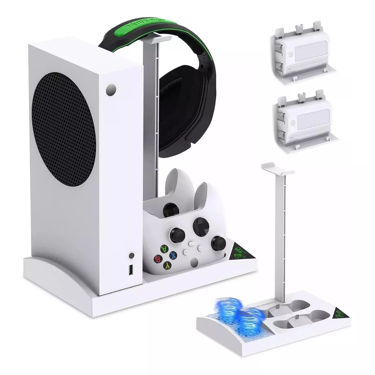 Base Con Ventilador Para Xbox Series S Con 2 Pilas Blanco