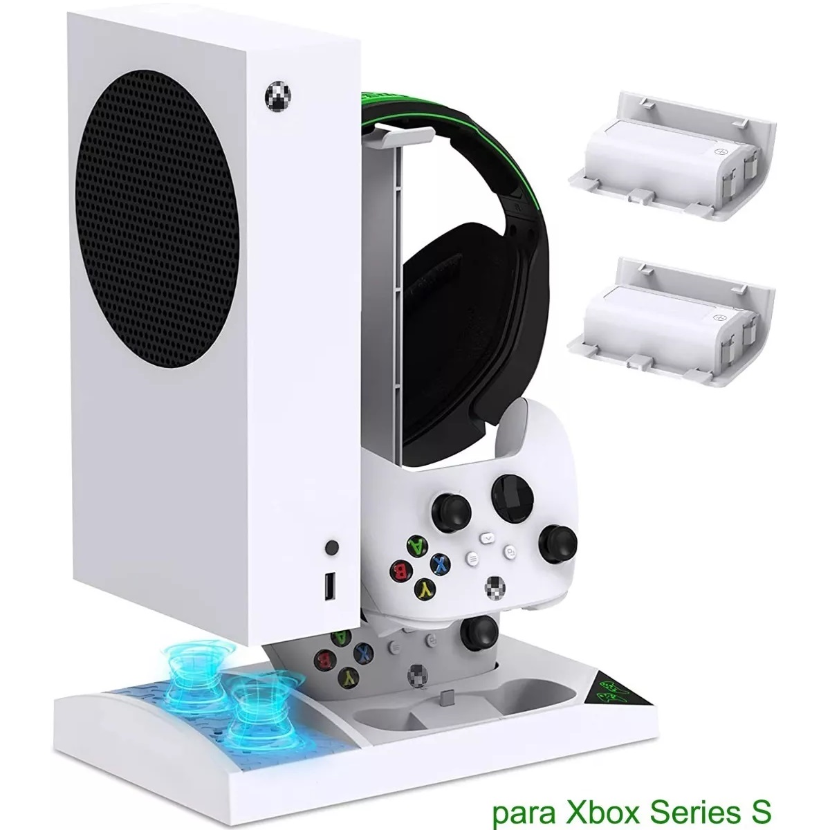 Base Con Ventilador Para Xbox Series S Con 2 Pilas Blanco