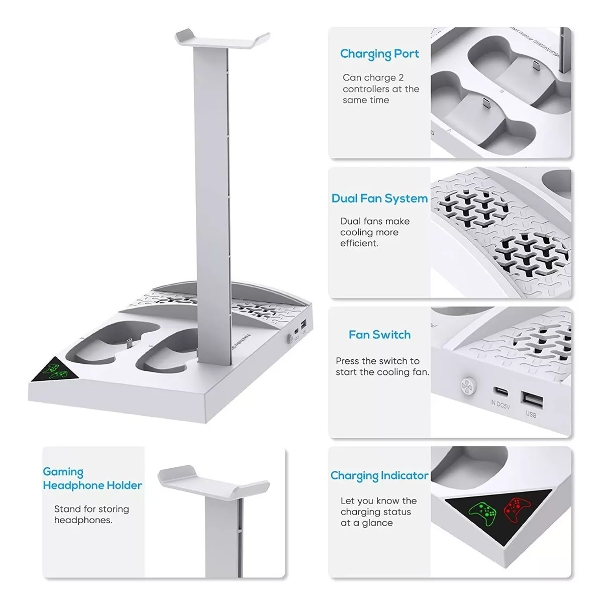 Base Con Ventilador Para Xbox Series S Con 2 Pilas Blanco