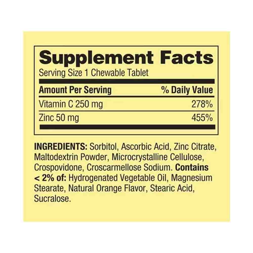 Zinc 50mg Spring Valley 150 tabletas masticables Alta Potencia 