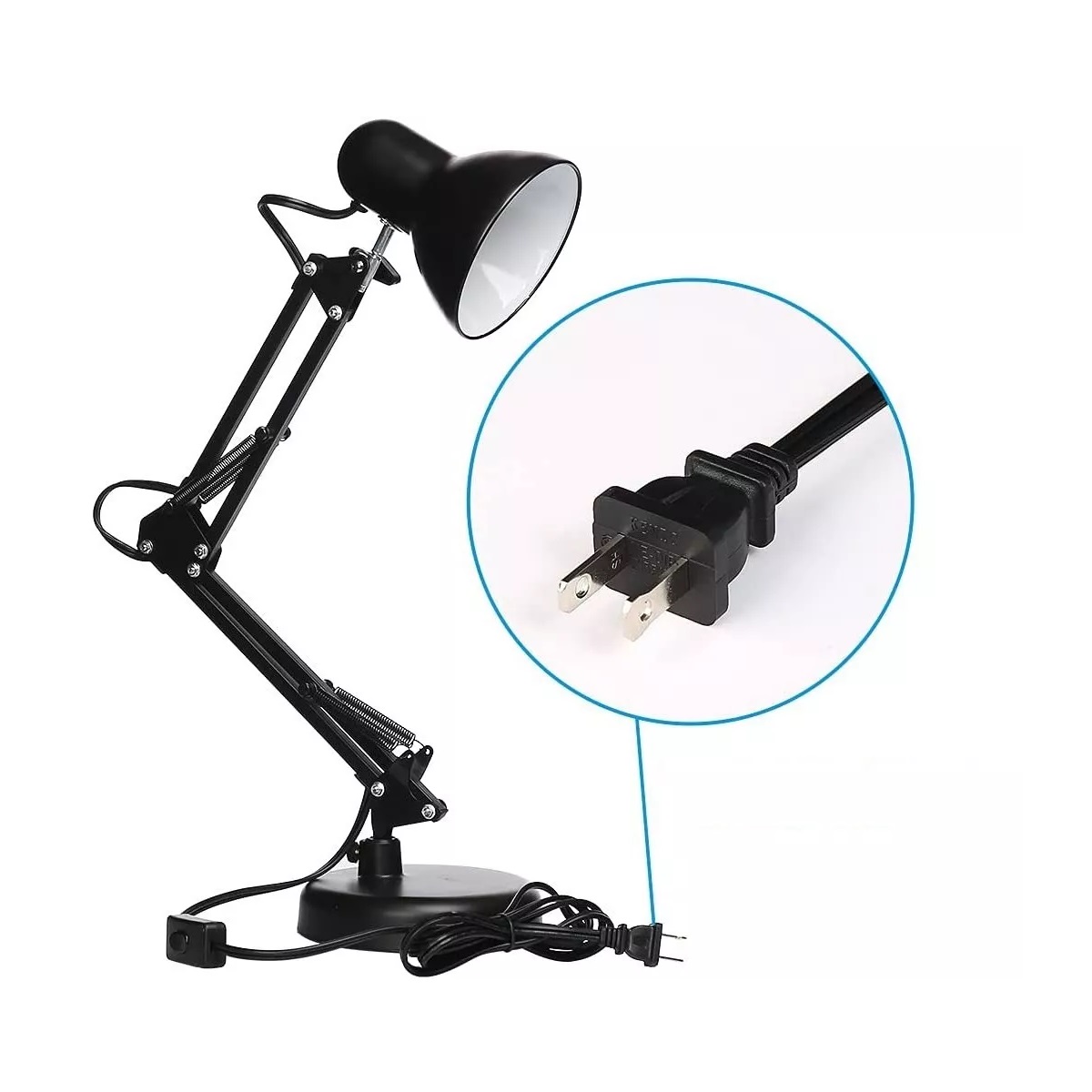 Lámpara De Escritorio Metal 360 Grados Ergonómico Negro 15cm