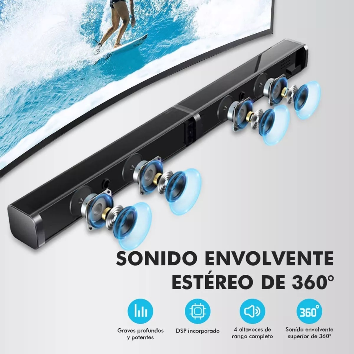 Barra De Sonido Cine En Casa Desmontable Bluetooth Bocinas